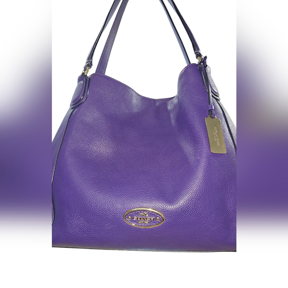 COACH Edie Vibrant Purple Shoulder Bag with Dust Bag & Pair of Twillies - Picture 2 of 15